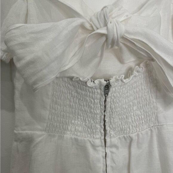Reformation Denver Linen Dress White Linen Bow - Picture 8 of 9
